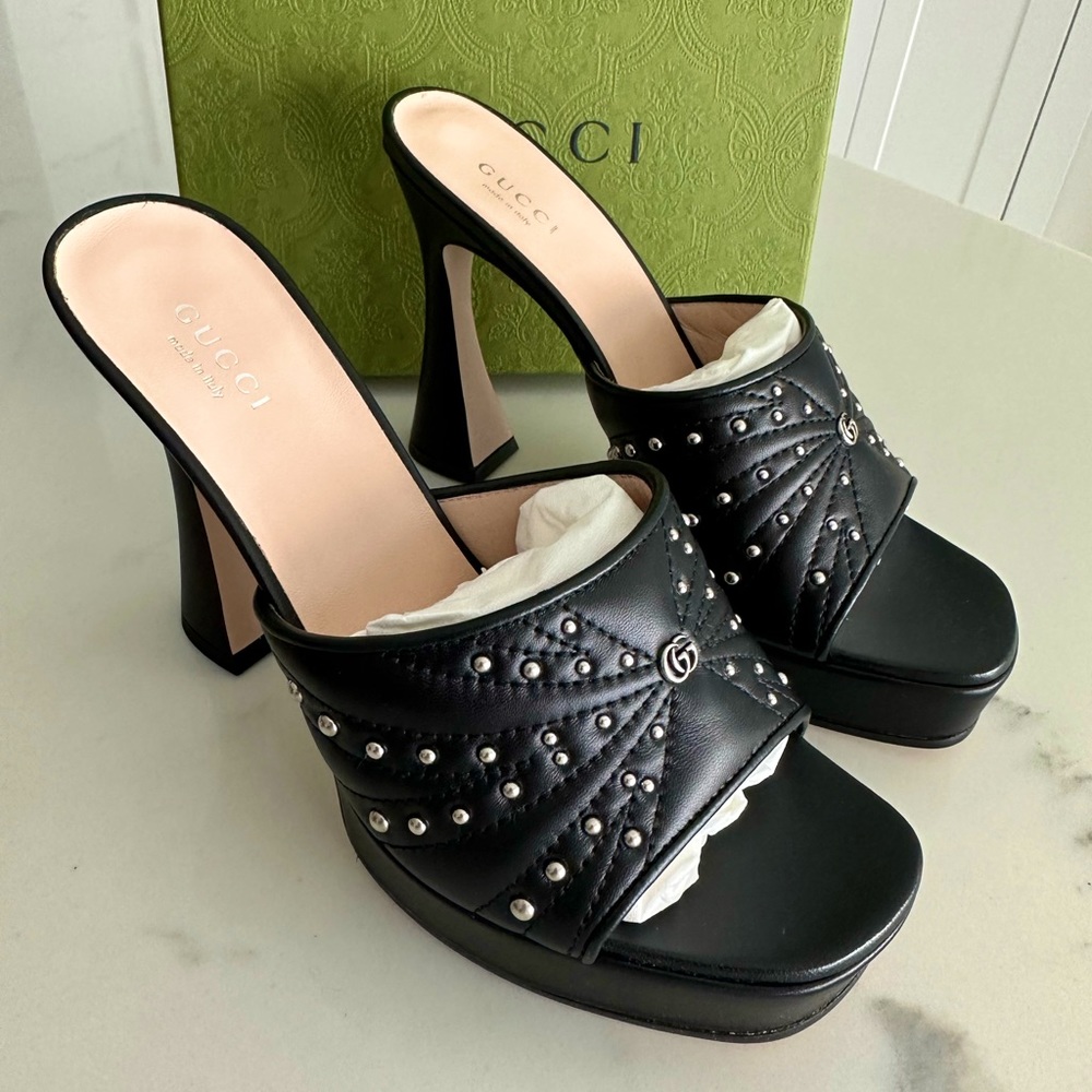 Gucci Stud Embellished Quilted Sandals
